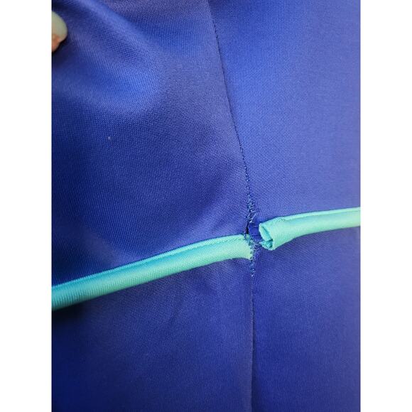 Blue and Turquoise Y2k Body Con Halter Mini Dress XS Teal Contrasting Trim - Picture 8 of 9